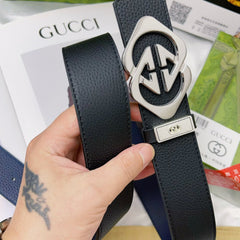 Polished Buckle Leather Belt