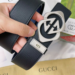 Polished Buckle Leather Belt