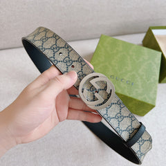 Blue Monogram Leather Belt