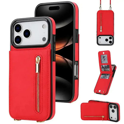 Black iPhone Case with Card Holder and Lanyard - OK260014