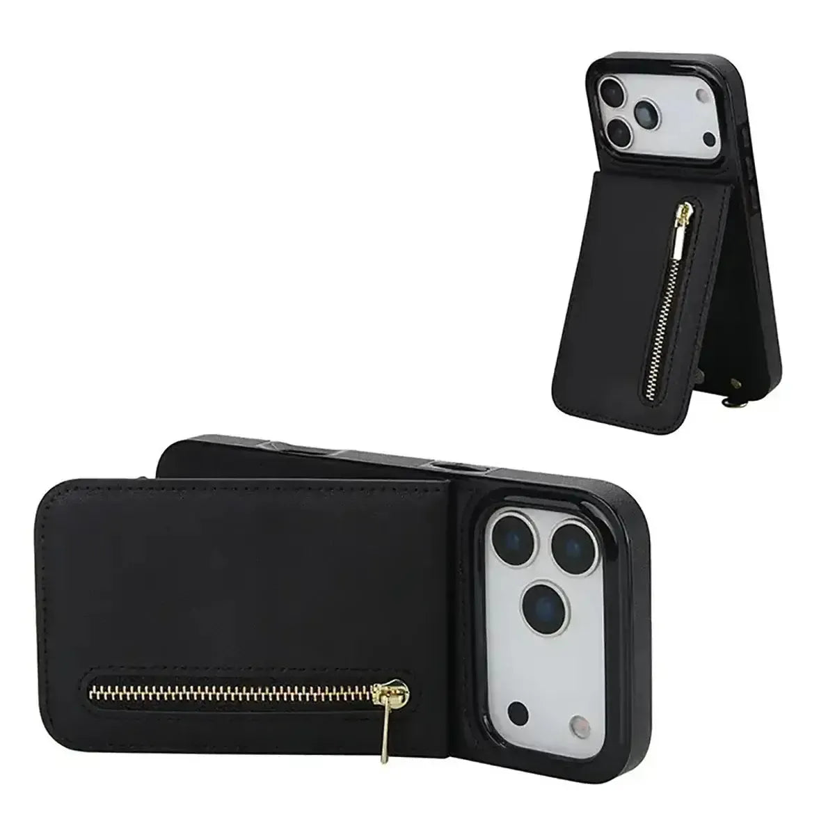 Black iPhone Case with Card Holder and Lanyard - OK260014