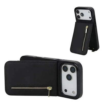 Black iPhone Case with Card Holder and Lanyard - OK260014