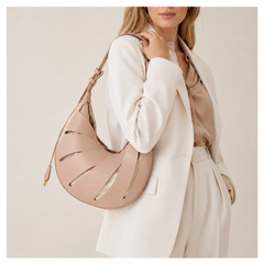 Soft Leather Cutout Crescent Hobo Bag