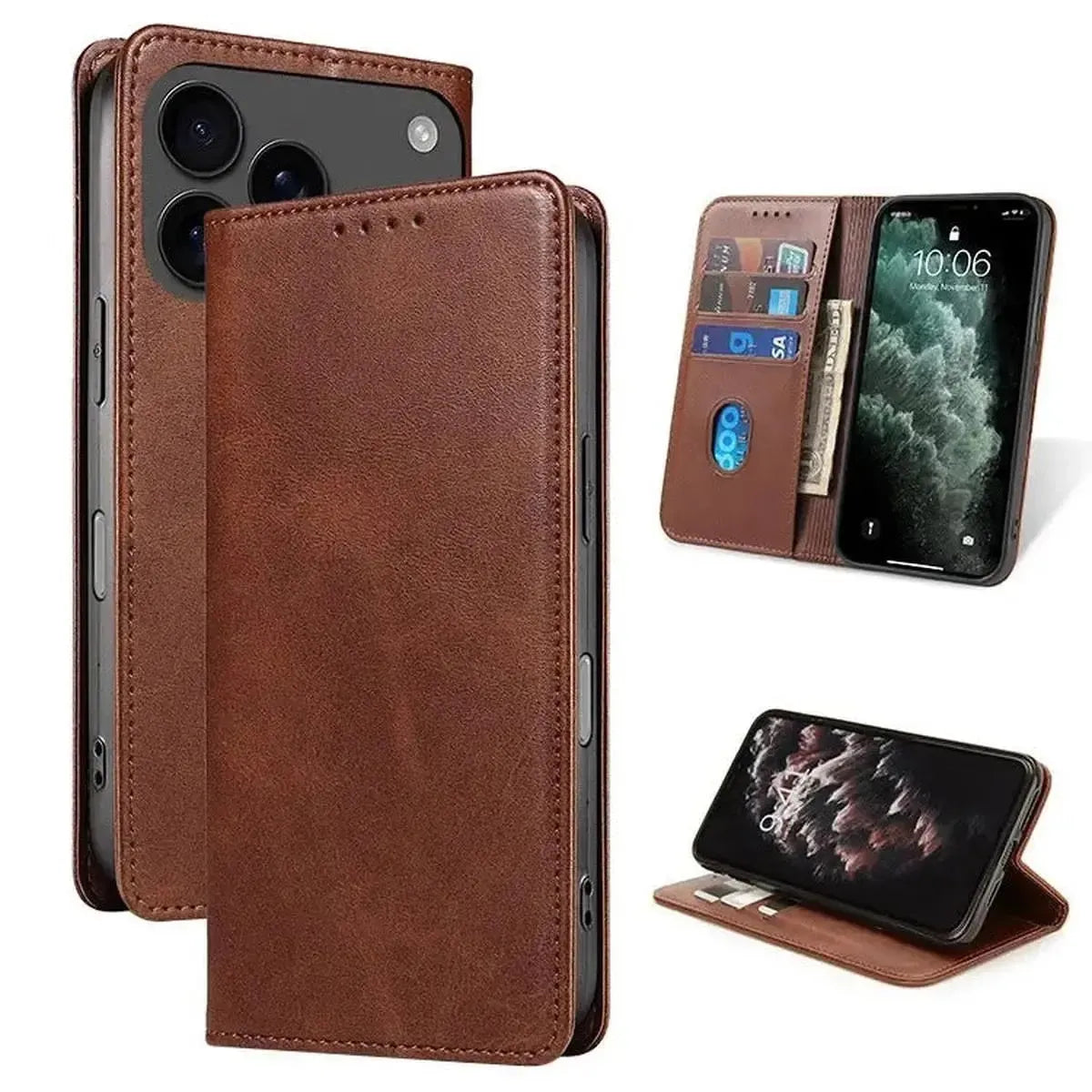 Brown iPhone Case with Folding Wallet - OK260017