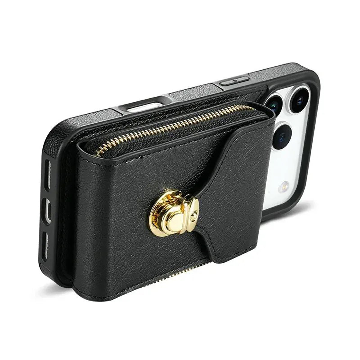 Black iPhone Case With Card Holder and Crossbody Strap - OK260010