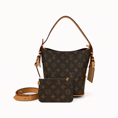 Leather Monogram Bucket Mini Pouch Bag