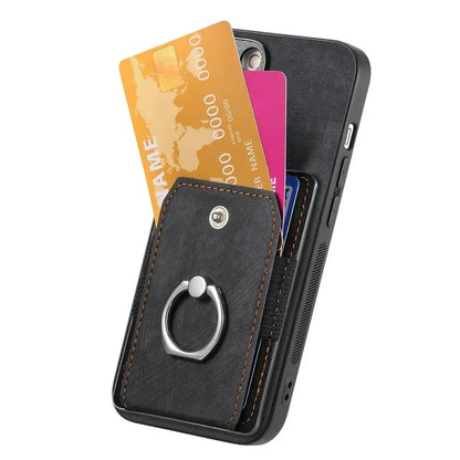 Black iPhone Case with Magnetic Card Holder - OK26003