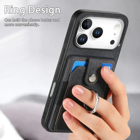Black iPhone Case with Magnetic Card Holder - OK26003