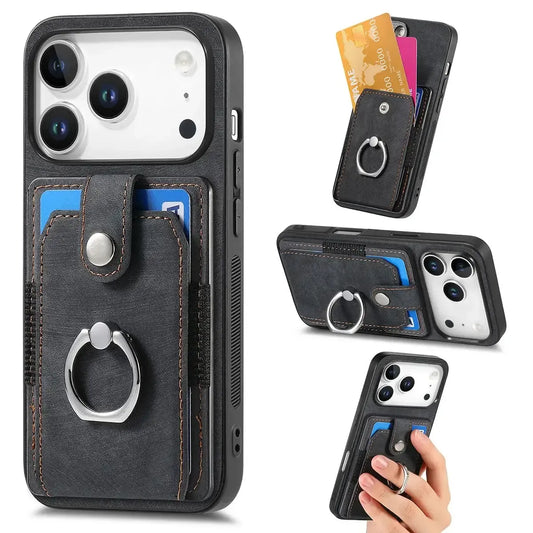 Black iPhone Case with Magnetic Card Holder - OK26003