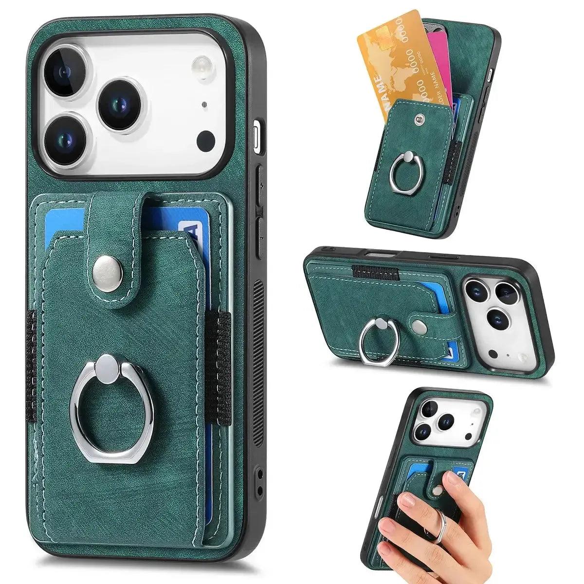 Black iPhone Case with Magnetic Card Holder - OK26003
