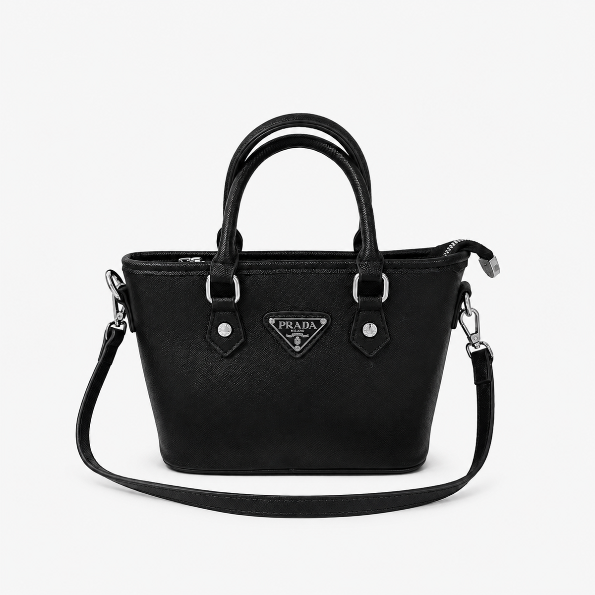 Leather PR Inspired Black Mini Tote Crossbody Bag