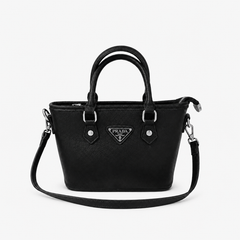 Leather PR Inspired Black Mini Tote Crossbody Bag