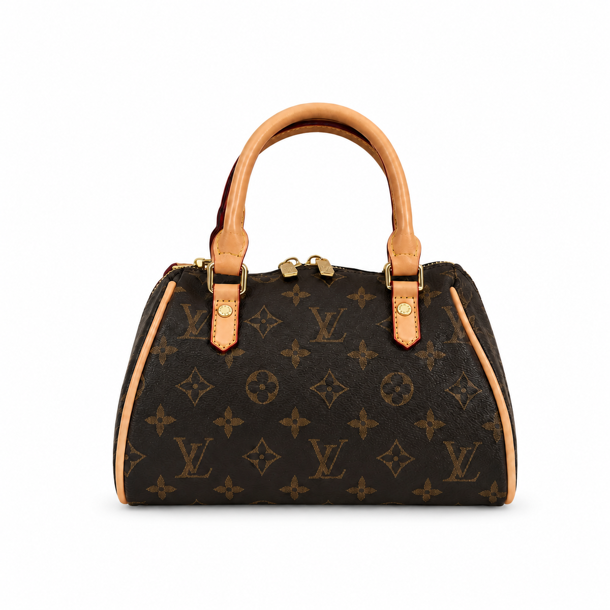 Leather Monogram Boston Bag