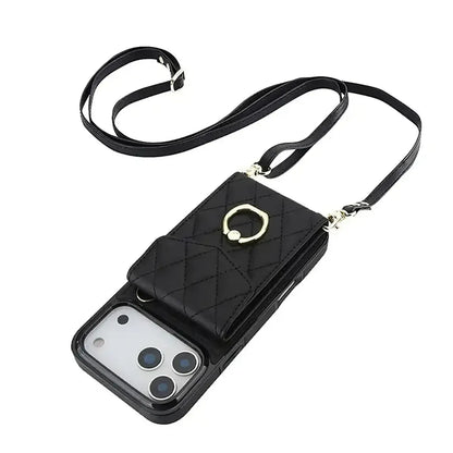 Black iPhone Case with Stand and Lanyard - OK26002