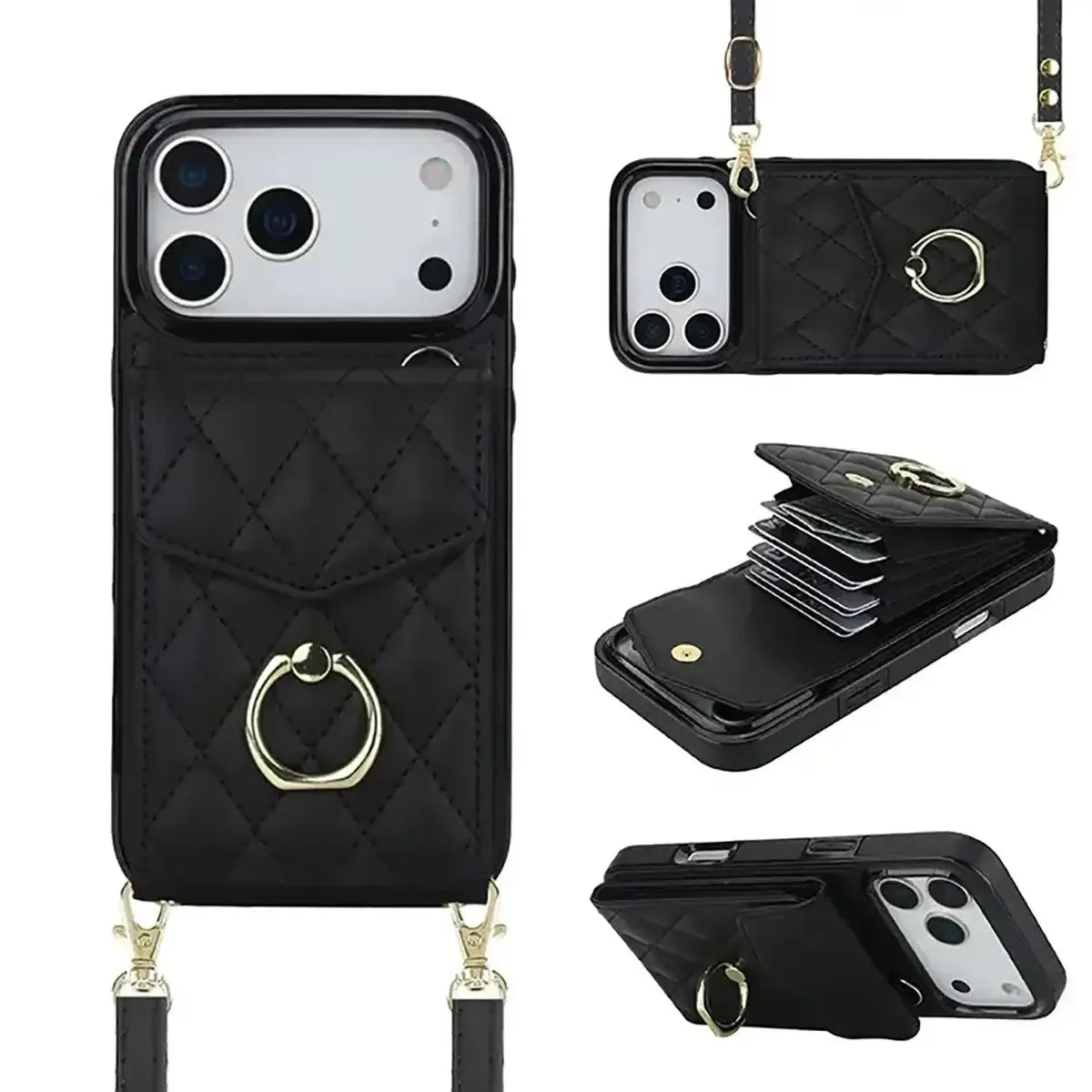Black iPhone Case with Stand and Lanyard - OK26002