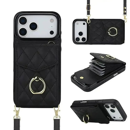 Black iPhone Case with Stand and Lanyard - OK26002