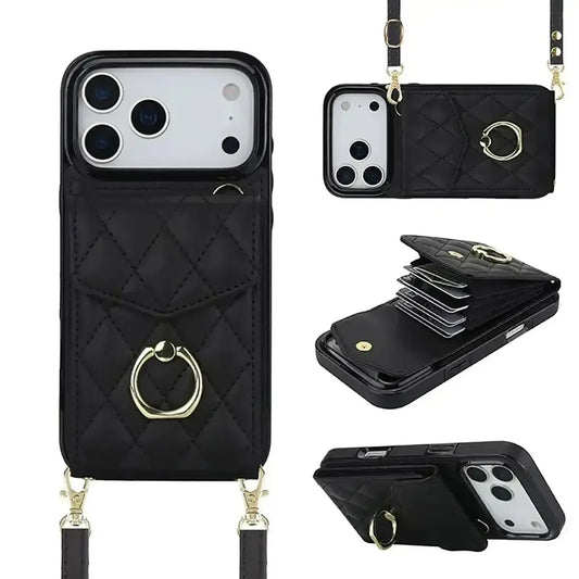 Black iPhone Case with Stand and Lanyard - OK26002