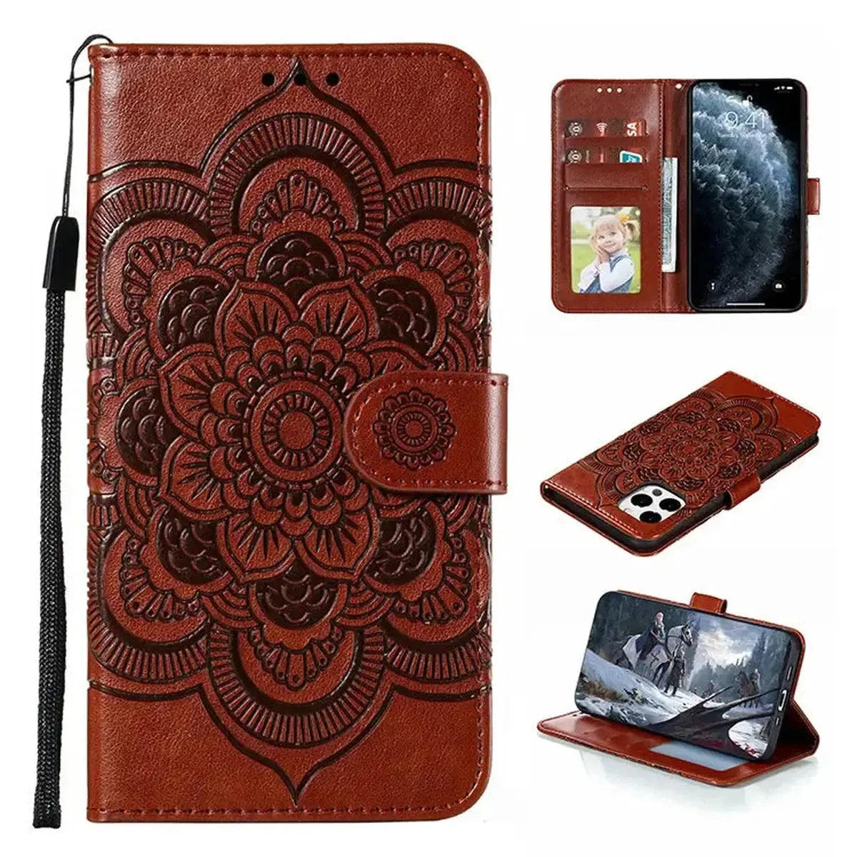 Brown iPhone Case with Folding Wallet - OK26007
