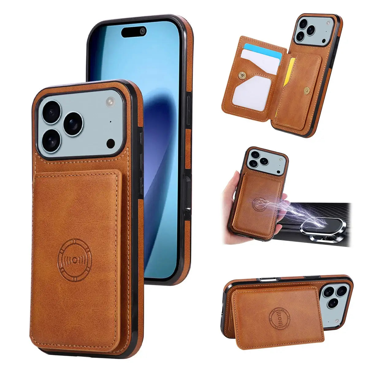 Brown iPhone Case with Magnetic Card Holder - OK260012