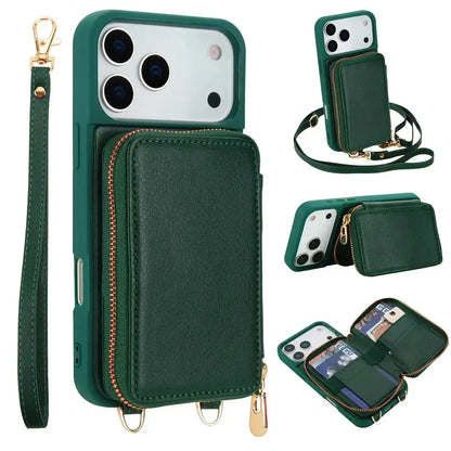 Black iPhone Case with Wallet and Crossbody Strap - OK260011