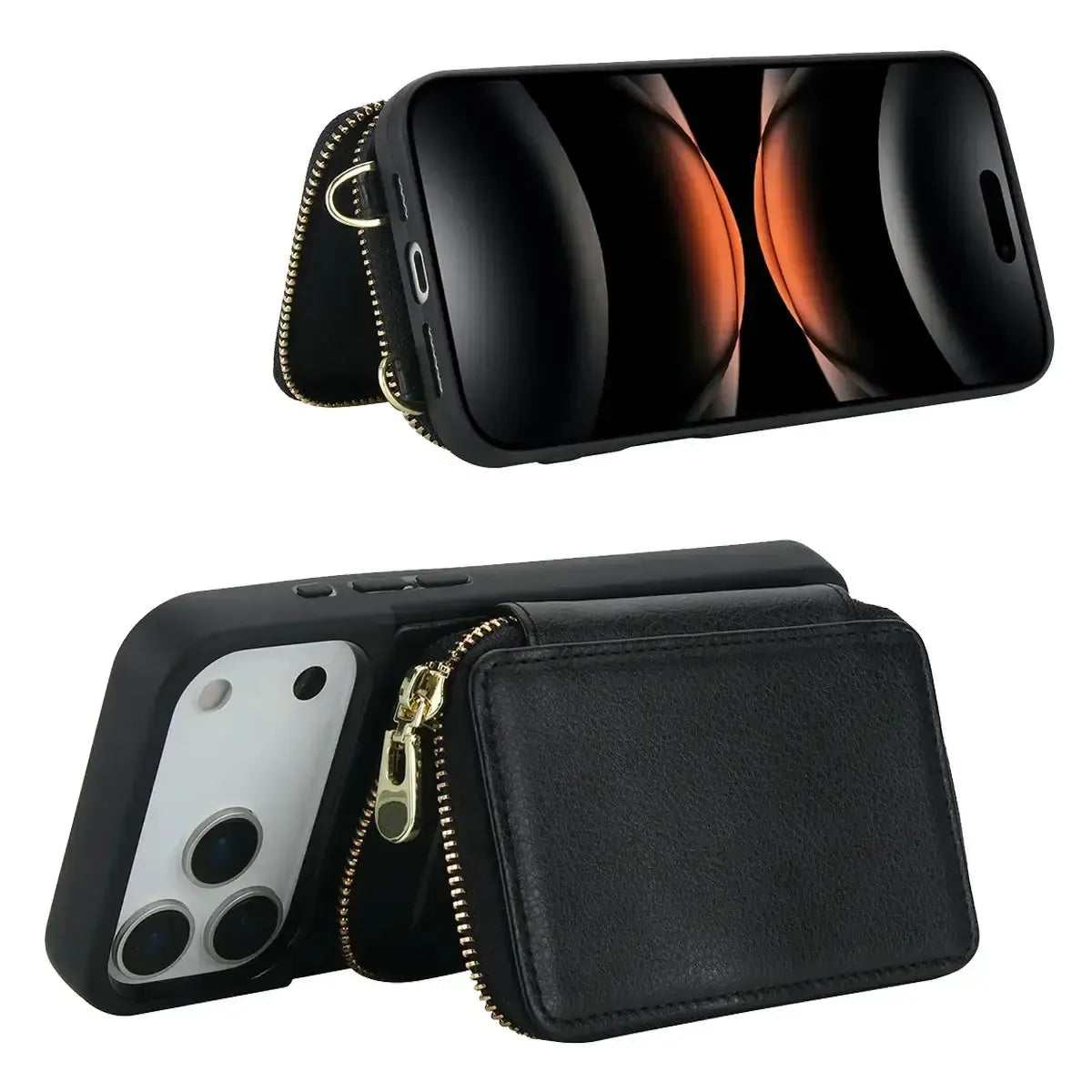 Black iPhone Case with Wallet and Crossbody Strap - OK260011