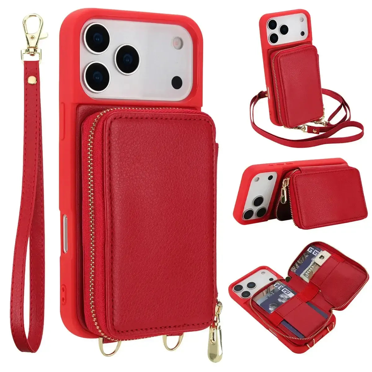 Black iPhone Case with Wallet and Crossbody Strap - OK260011