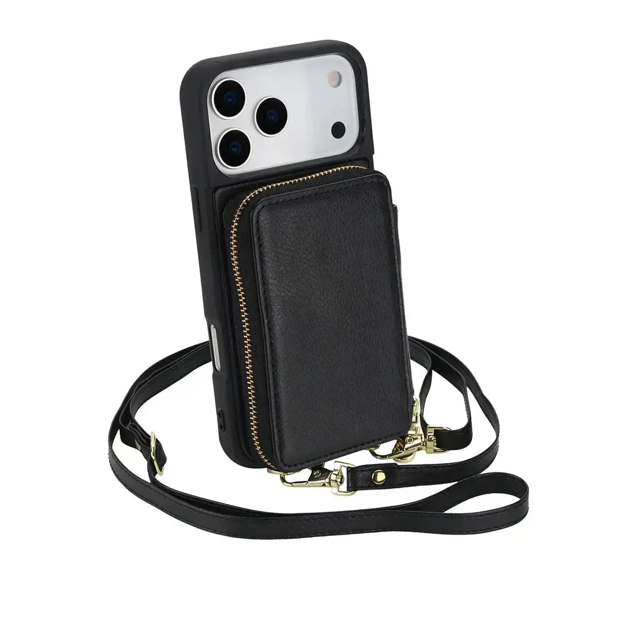 Black iPhone Case with Wallet and Crossbody Strap - OK260011