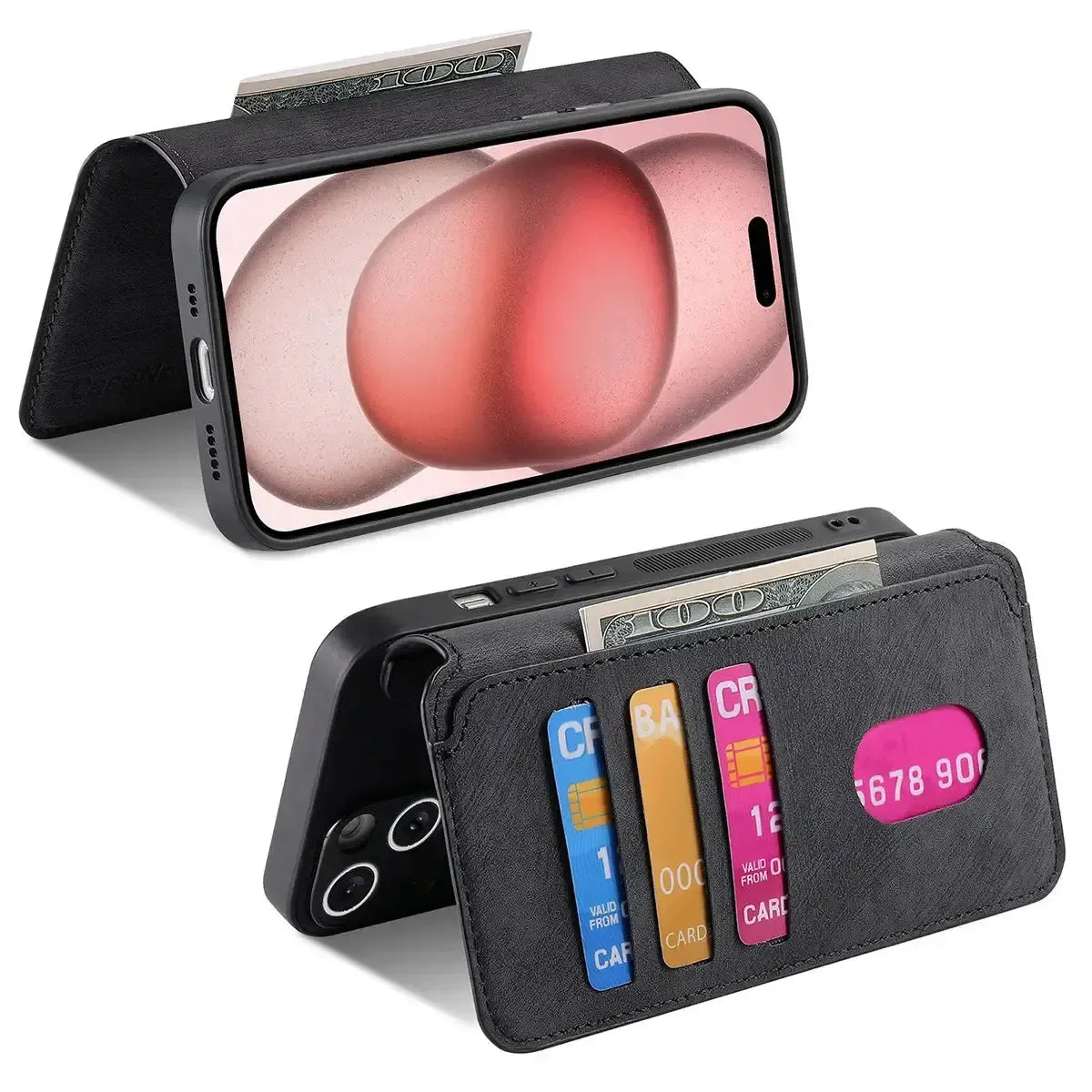 Black iPhone Case with Magnetic Card Holder - OK26001