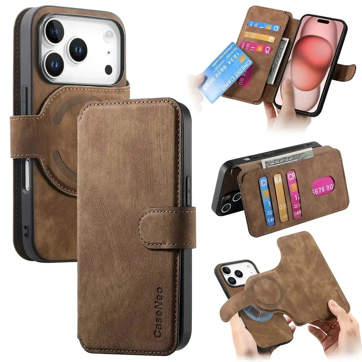 Black iPhone Case with Magnetic Card Holder - OK26001