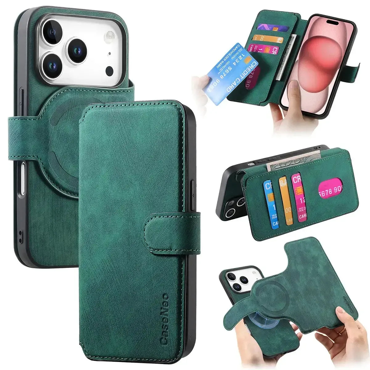 Black iPhone Case with Magnetic Card Holder - OK26001