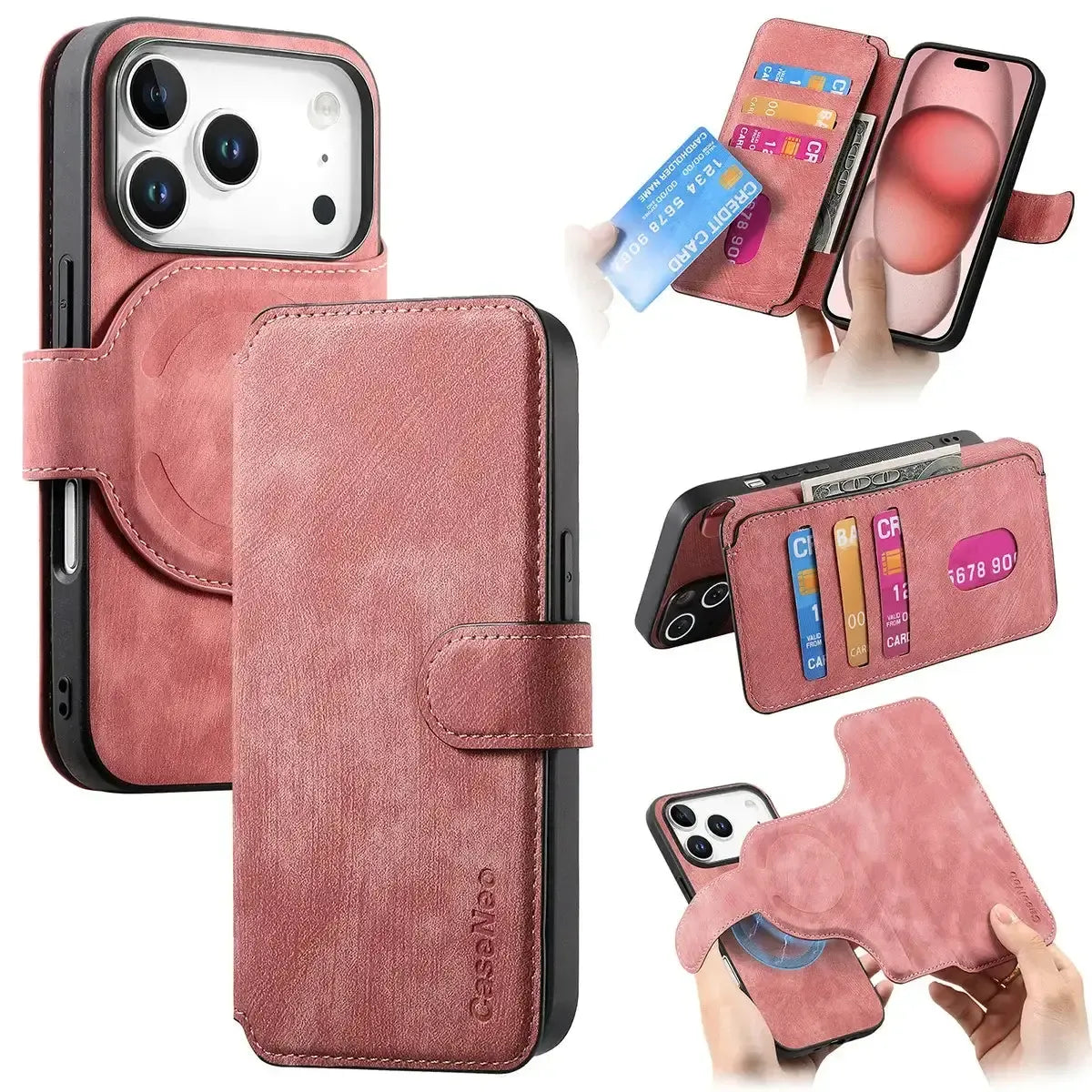 Black iPhone Case with Magnetic Card Holder - OK26001