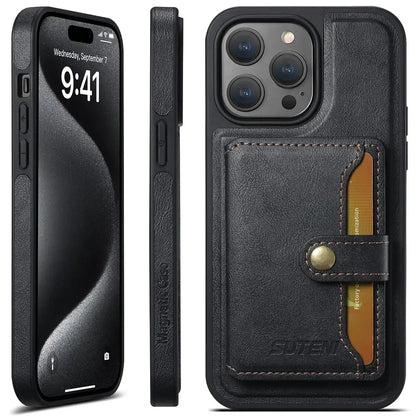 Black iPhone Case with Magnetic Card Holder - OK260018
