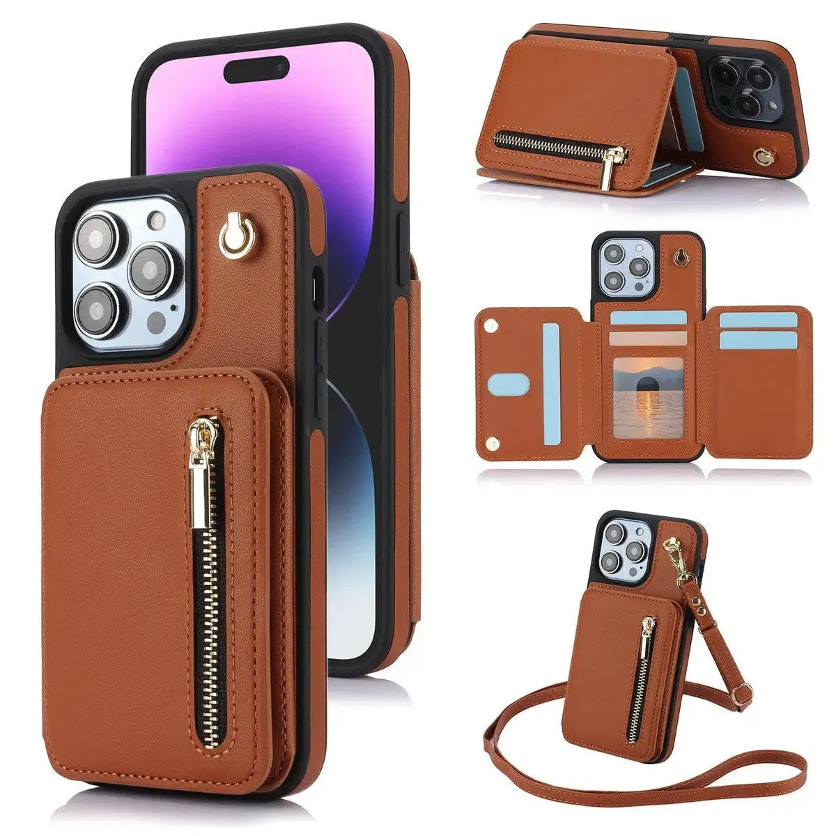 Light Purple iPhone Case with Wallet and Lanyard - OK26006
