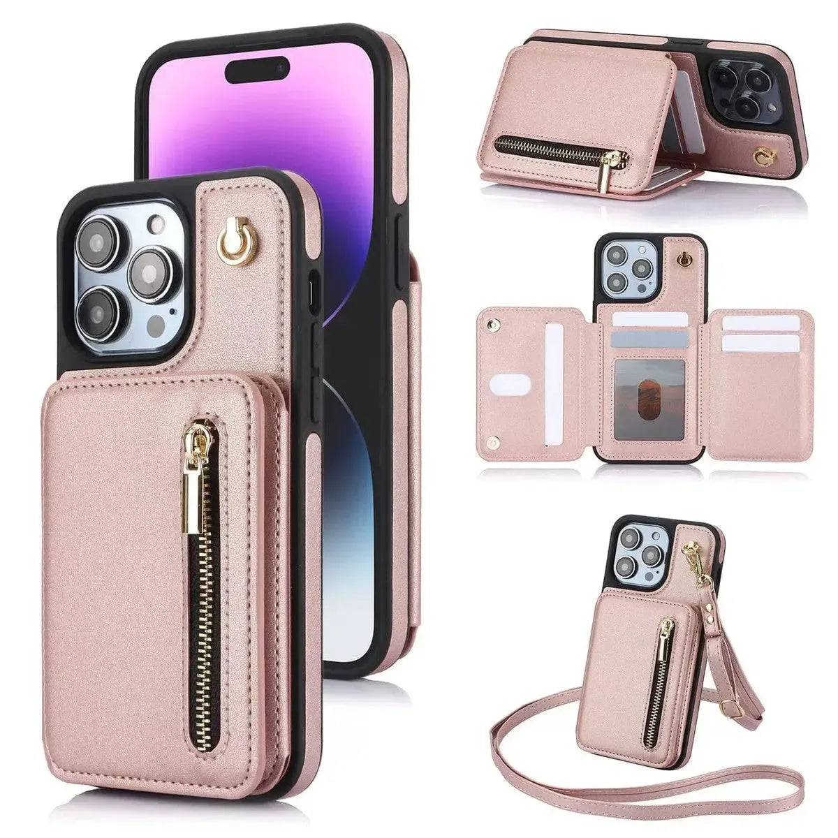 Light Purple iPhone Case with Wallet and Lanyard - OK26006