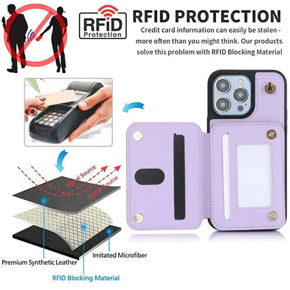 Light Purple iPhone Case with Wallet and Lanyard - OK26006