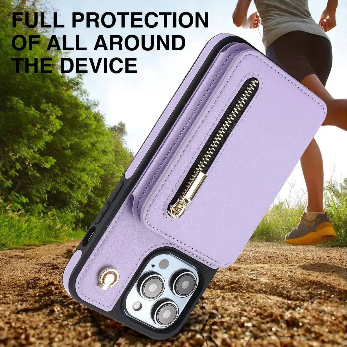 Light Purple iPhone Case with Wallet and Lanyard - OK26006