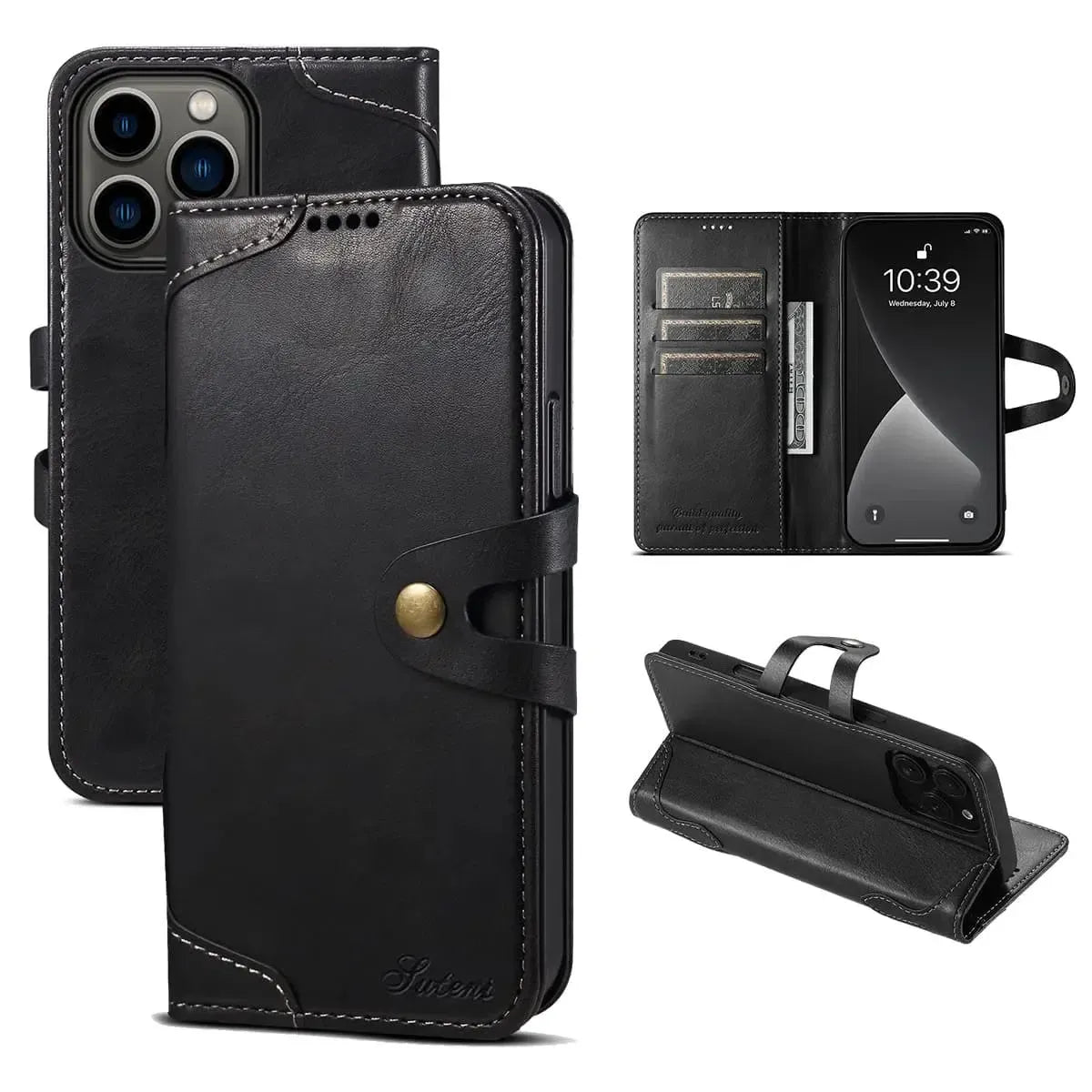 Black Flip Wallet iPhone Case - OK260015