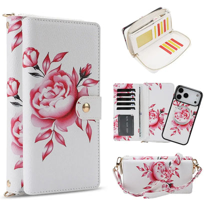 Black iPhone Case with Folding Wallet and Lanyard - OK26008
