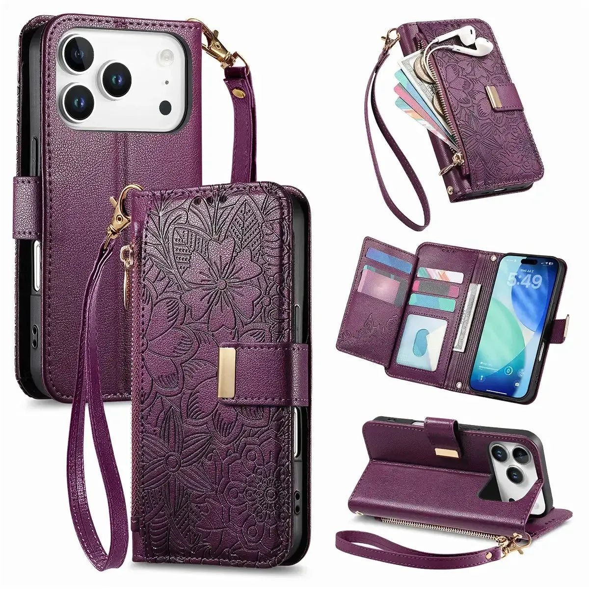 White iPhone Case with Folding Wallet - OK26004