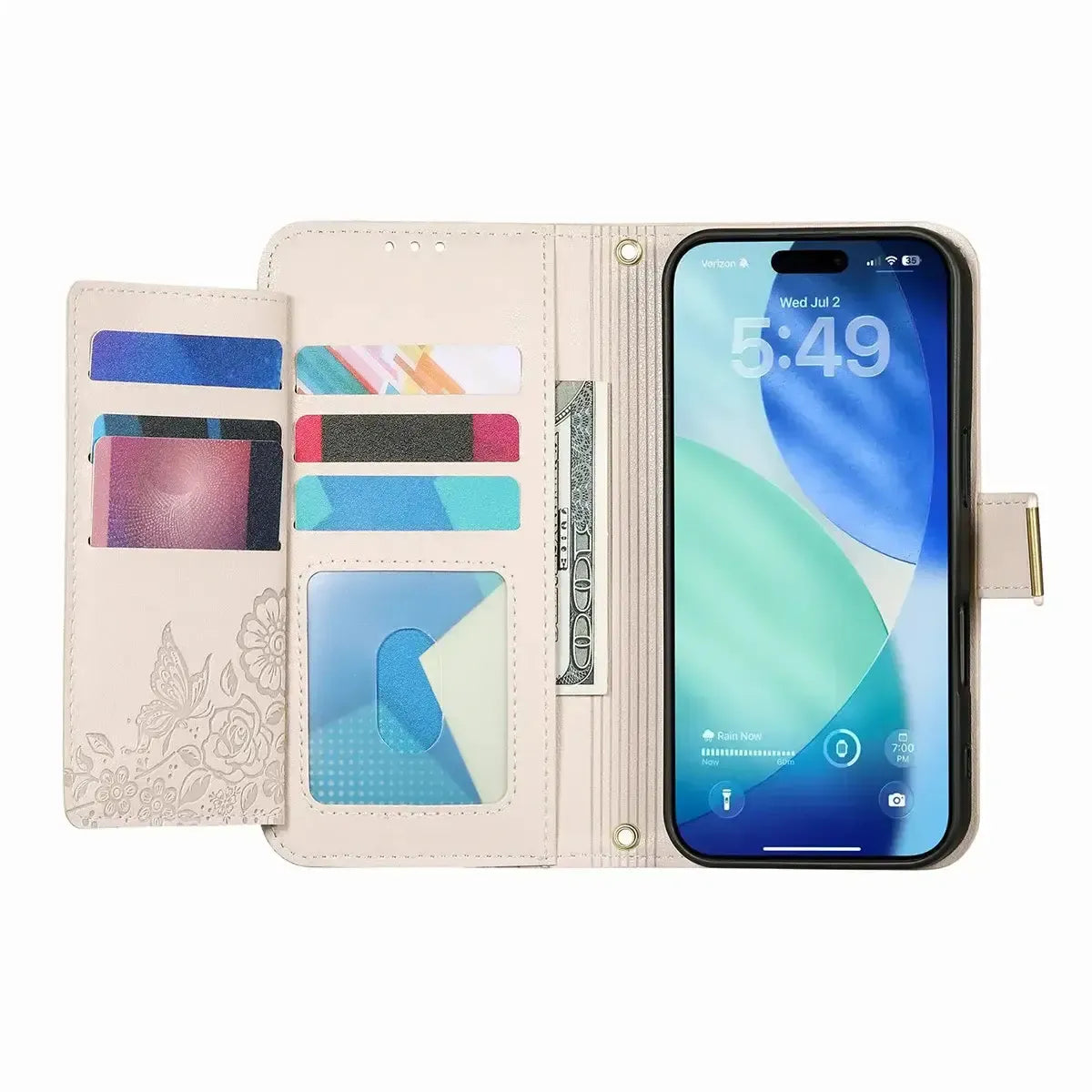 White iPhone Case with Folding Wallet - OK26004