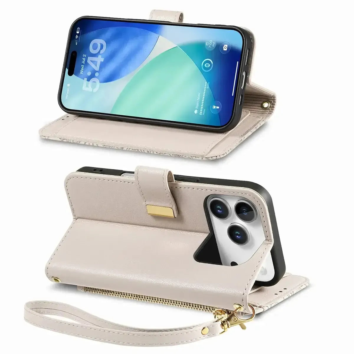 White iPhone Case with Folding Wallet - OK26004