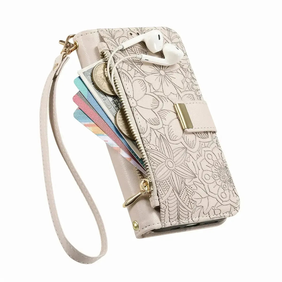 White iPhone Case with Folding Wallet - OK26004