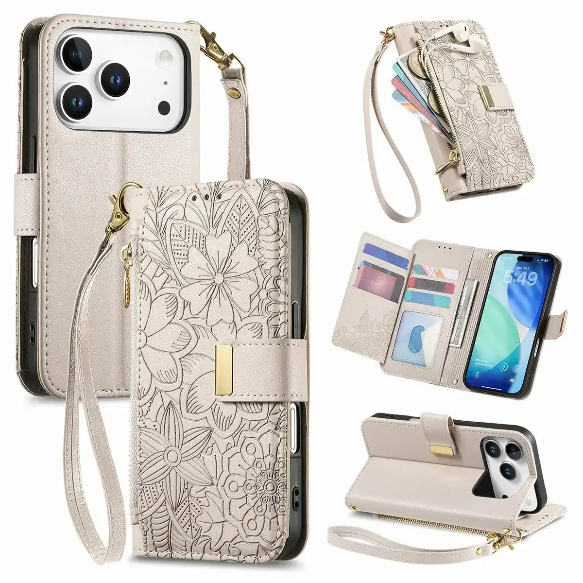 White iPhone Case with Folding Wallet - OK26004
