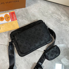 Leather Monogram Crossbody Messenger Bag