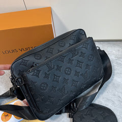 Leather Monogram Crossbody Messenger Bag
