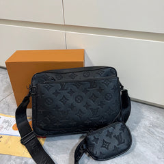 Leather Monogram Crossbody Messenger Bag