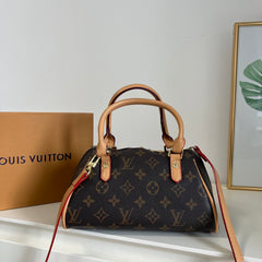 Leather Monogram Boston Bag