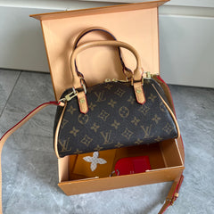 Leather Monogram Boston Bag