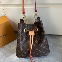 Leather Monogram Bucket Bag