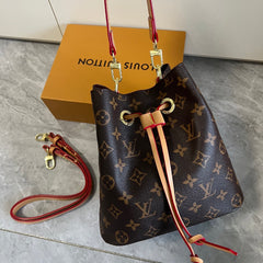 Leather Monogram Bucket Bag